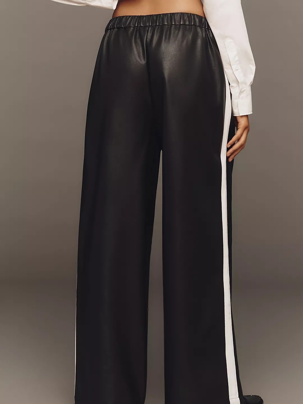 Anthropologie Black Track Pants with White Side Stripe - Picture 2 of 3